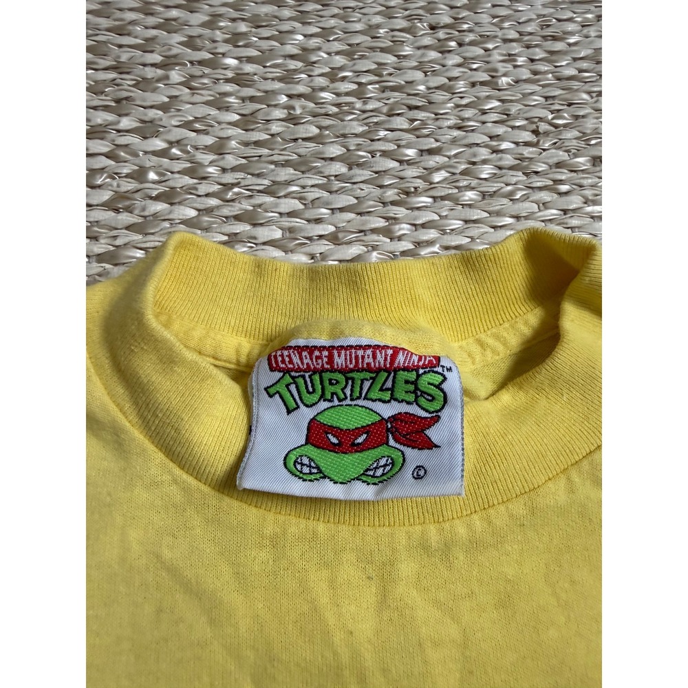 Vintage 1992 Teenage Mutant Ninja Turtles Kick It Up Yellow Shirt Kids 90's  S - Picture 4 of 7